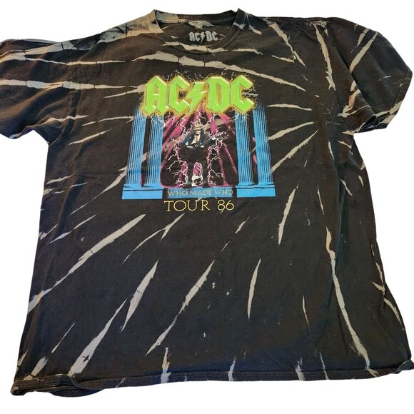 AC/DC Who Made Who Tour 86 Tie-Dye T-Shirt Large 100% Cotton - Picture 1 of 4